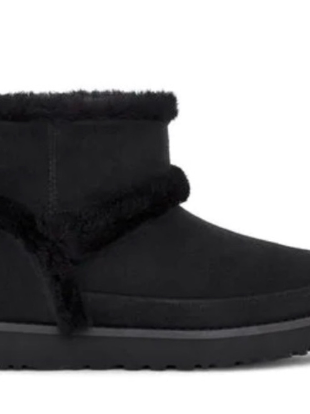 UGG Black Short Shearling Cuff Slip-On Boot